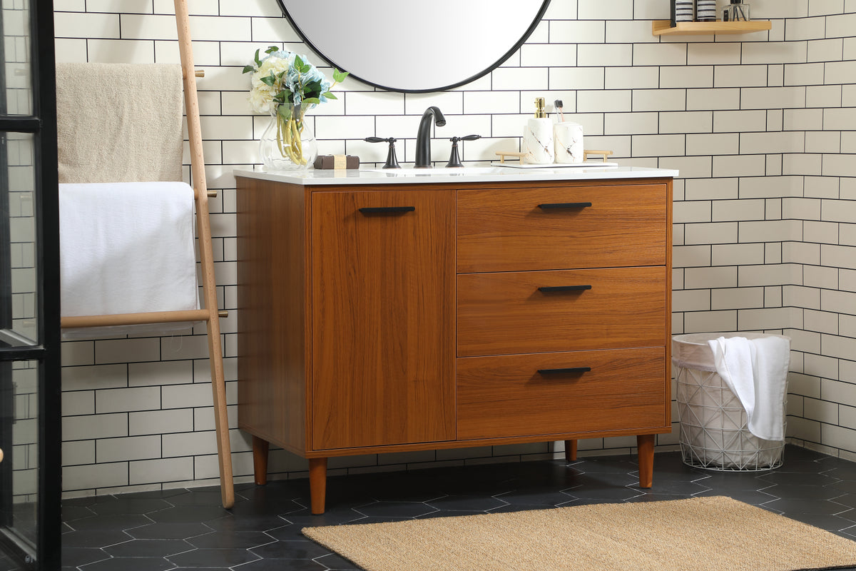 42 inch bathroom vanity in Teak