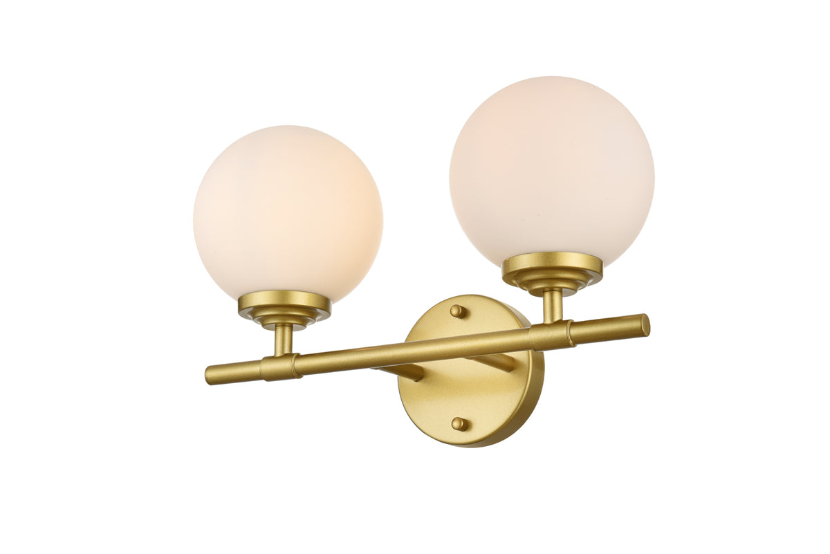 Ansley 2 light Brass and frosted white Bath Sconce