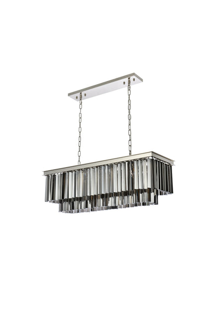 Sydney 12 light polished nickel Chandelier Silver Shade (Grey) Royal Cut Crystal