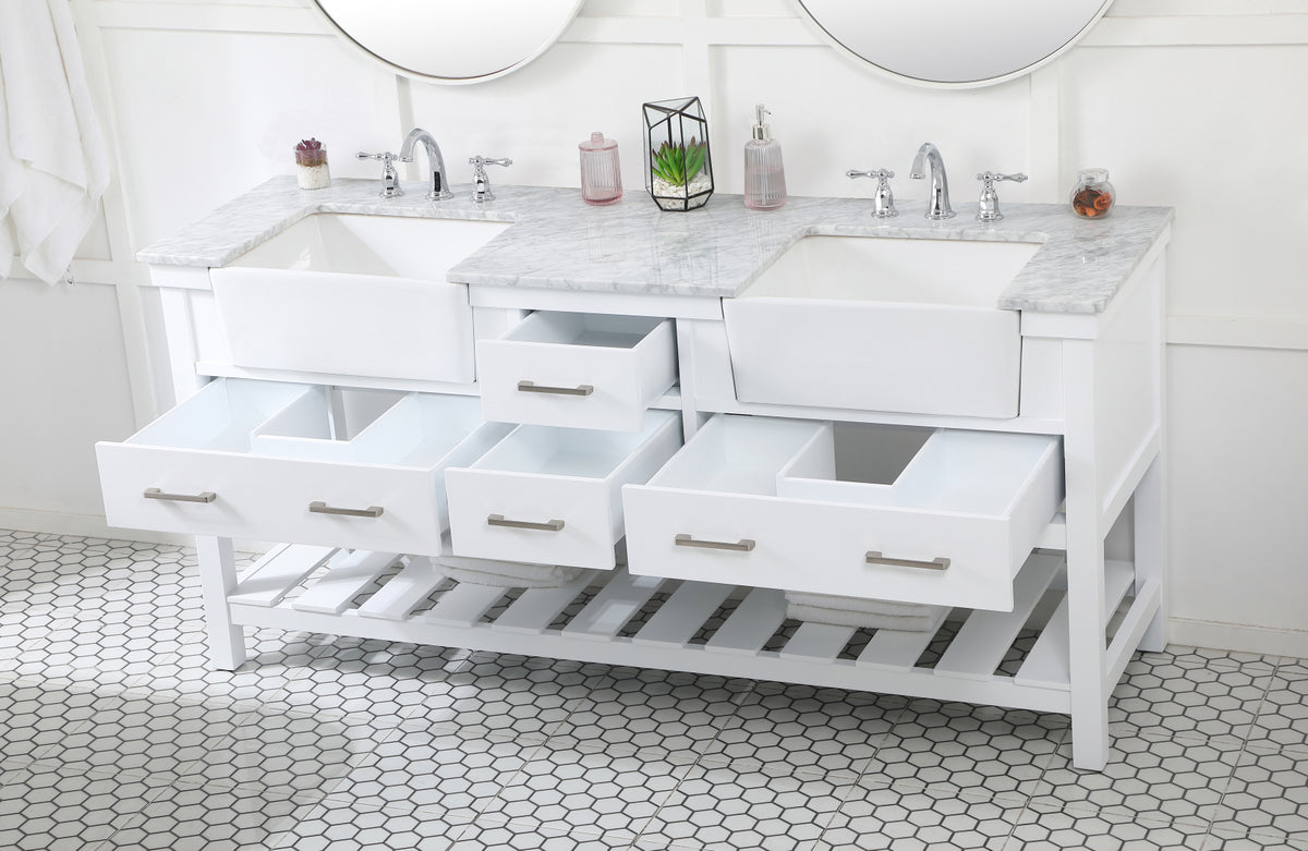 72 inch double bathroom vanity in white