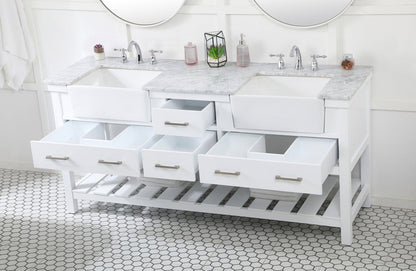 72 inch double bathroom vanity in white