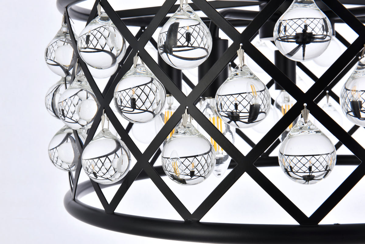 Madison 5 light Matte Black Pendant Clear Royal Cut Crystal
