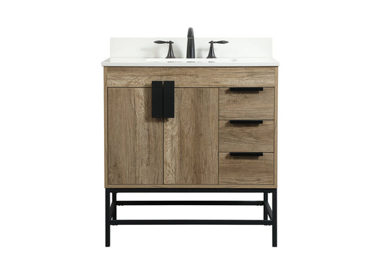 32 inch Single bathroom vanity in natural oak with backsplash