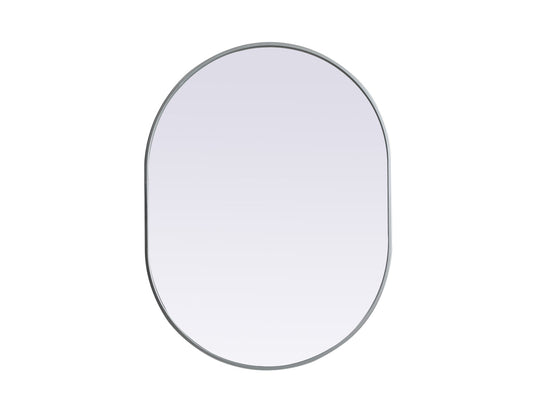 Metal Frame Oval Mirror 30x40 Inch in Silver