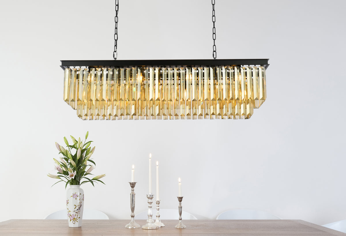 Sydney 12 light Matte Black Chandelier Golden Teak (Smoky) Royal Cut Crystal
