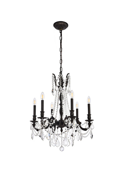 Rosalia 6 light Dark Bronze Chandelier Golden Teak (Smoky) Royal Cut Crystal