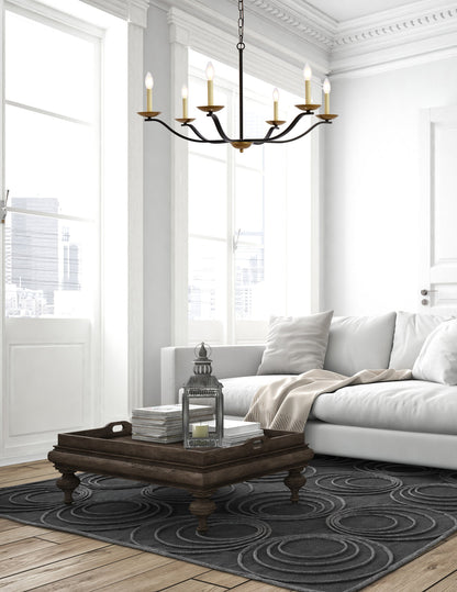 Trey 36 inch pendant in black and brass