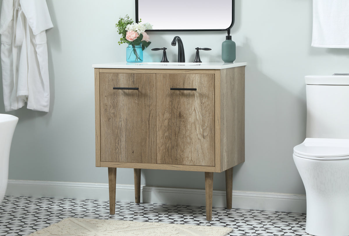 30 inch Single bathroom vanity in natural oak