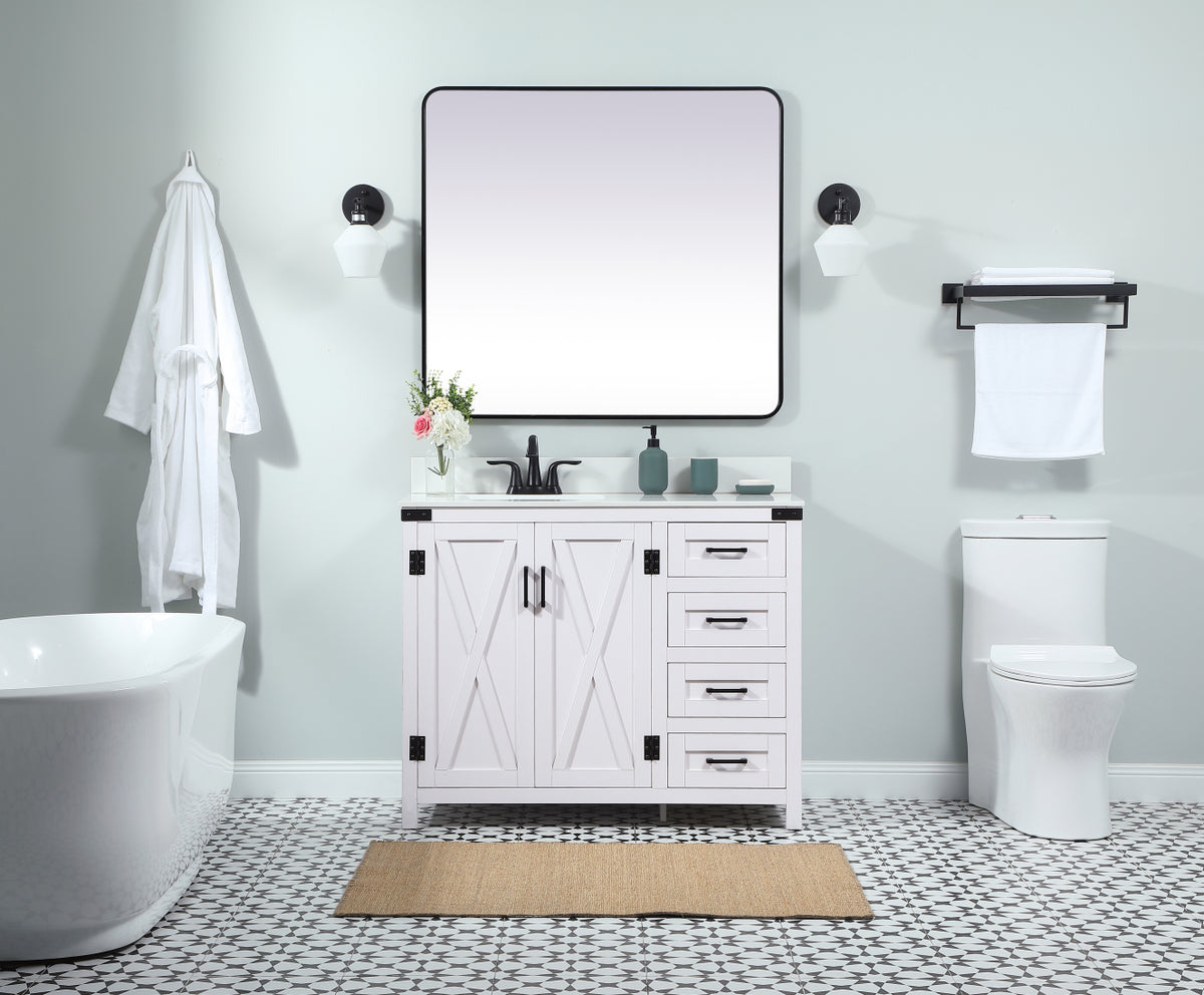 42 inch Single bathroom vanity in white with backsplash