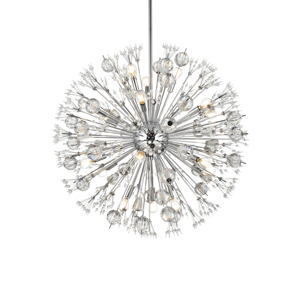 Vera 32 inch crystal starburst round pendant in chrome