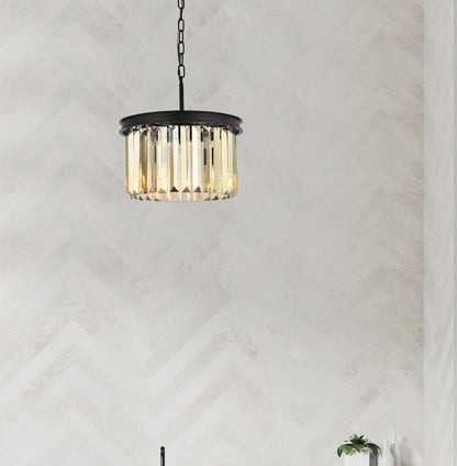 Sydney 3 light Matte Black Pendant Golden Teak (Smoky) Royal Cut Crystal