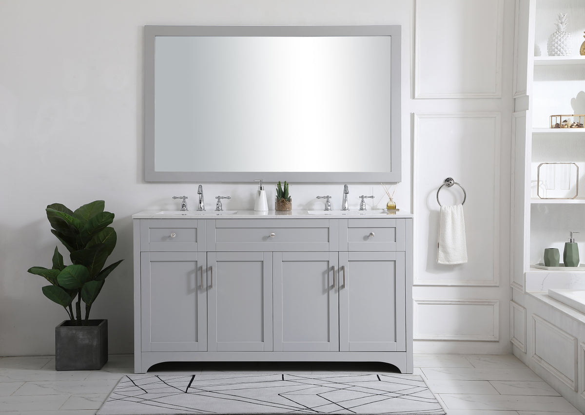 60 inch Double Bathroom Vanity in Grey