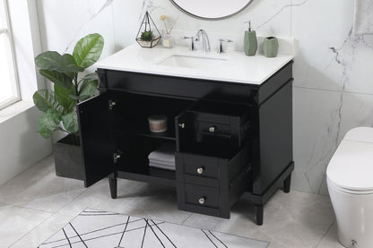 42 inch Single bathroom vanity in black with backsplash
