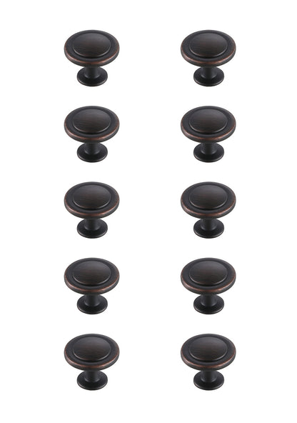 Logyn 1.3" Diameter Oil-rubbed Bronze Mushroom Knob Multipack (Set of 10)