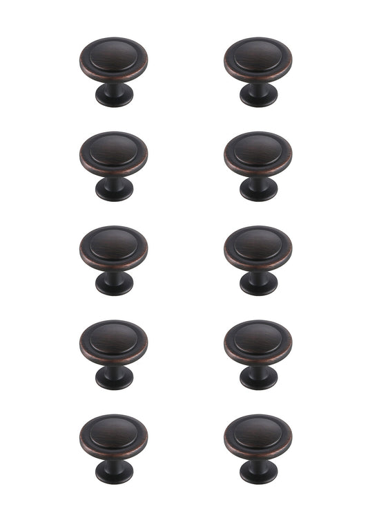 Logyn 1.3" Diameter Oil-rubbed Bronze Mushroom Knob Multipack (Set of 10)