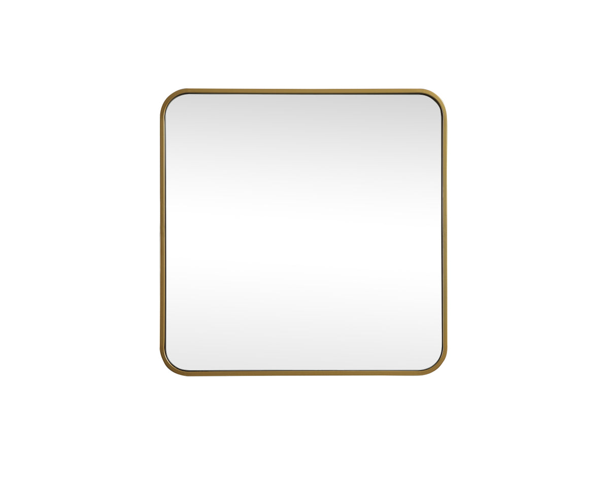 Soft corner metal square mirror 24x24 inch in Brass