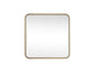 Soft corner metal square mirror 24x24 inch in Brass