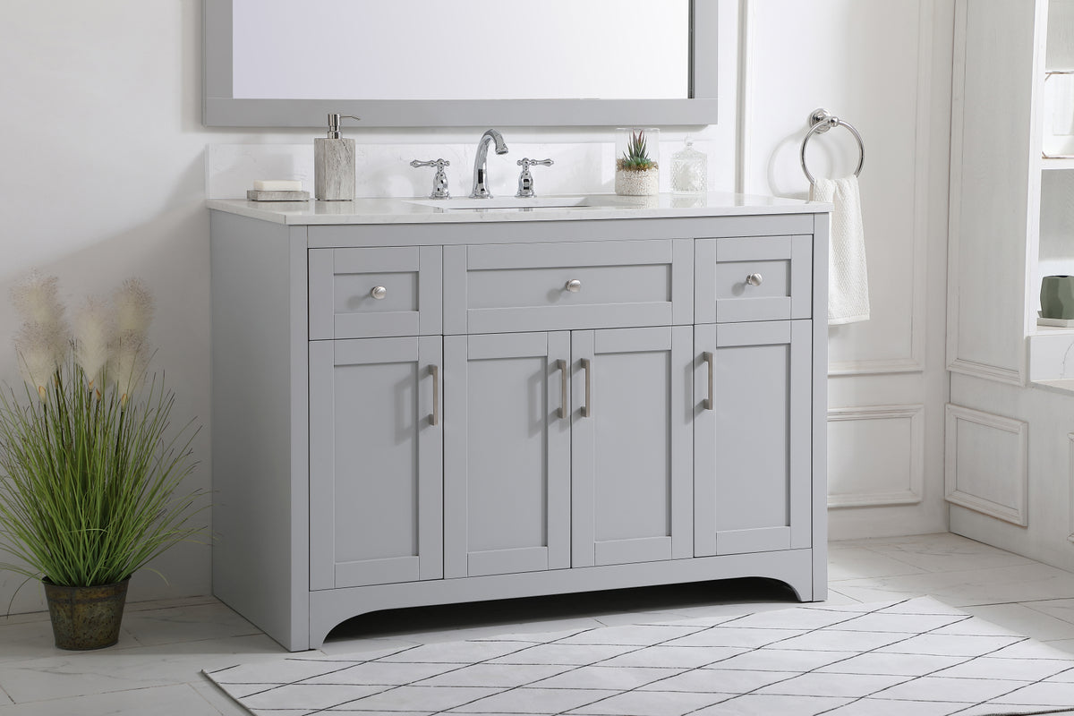 48 inch Single Bathroom Vanity in Grey with Backsplash