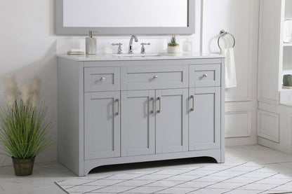 48 inch Single Bathroom Vanity in Grey with Backsplash