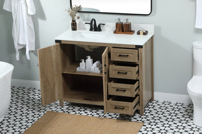 42 inch Single bathroom vanity in natural oak with backsplash