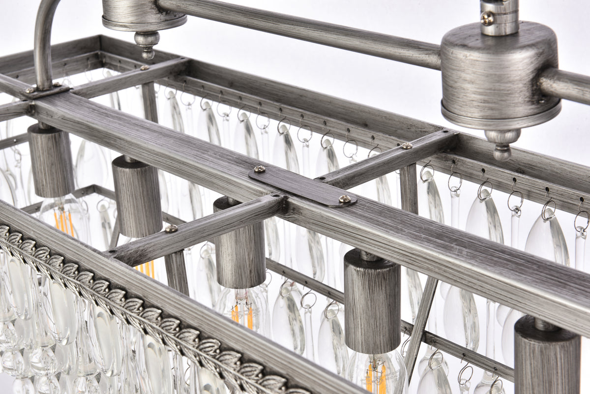 Nordic 32 inch rectangle pendant in antique silver