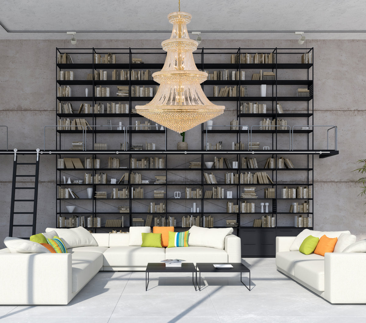 Primo 66 light Gold Chandelier Clear Royal Cut Crystal