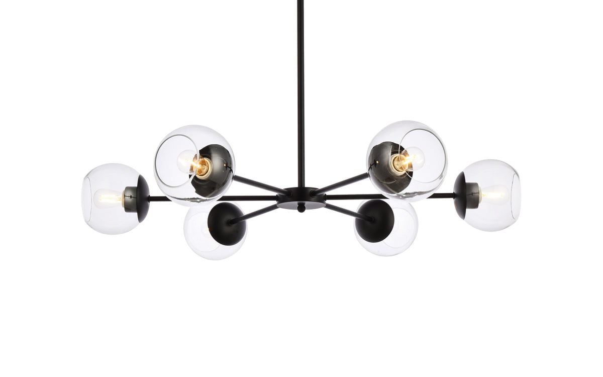 Briggs 36 inch pendant in black with clear shade