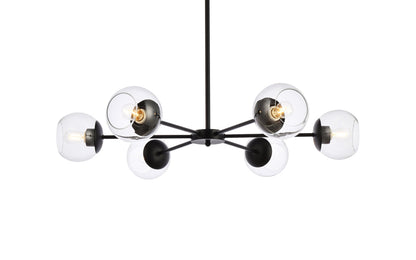 Briggs 36 inch pendant in black with clear shade