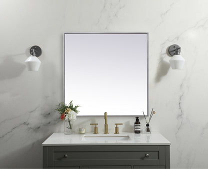 Metal Frame Square Mirror 30 inch in Silver
