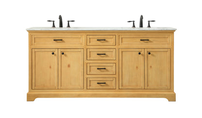 72 inch double bathroom vanity in natural wood
