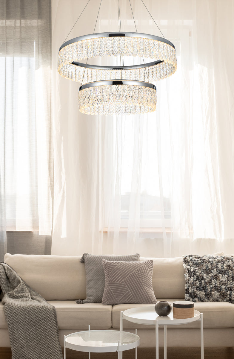 Rune 24 inch Adjustable LED chandelier in Chrome