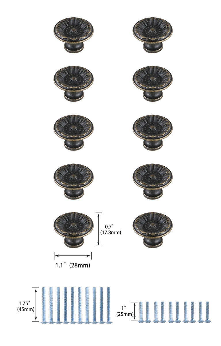 Corio 1.1" Diameter Antique Bronze Mushroom Knob Multipack (Set of 10)
