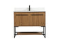40 inch Single bathroom vanity in walnut brown with backsplash