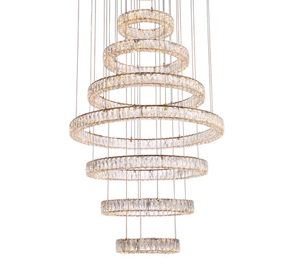 Monroe 40 inch LED seven ring chandelier in gold