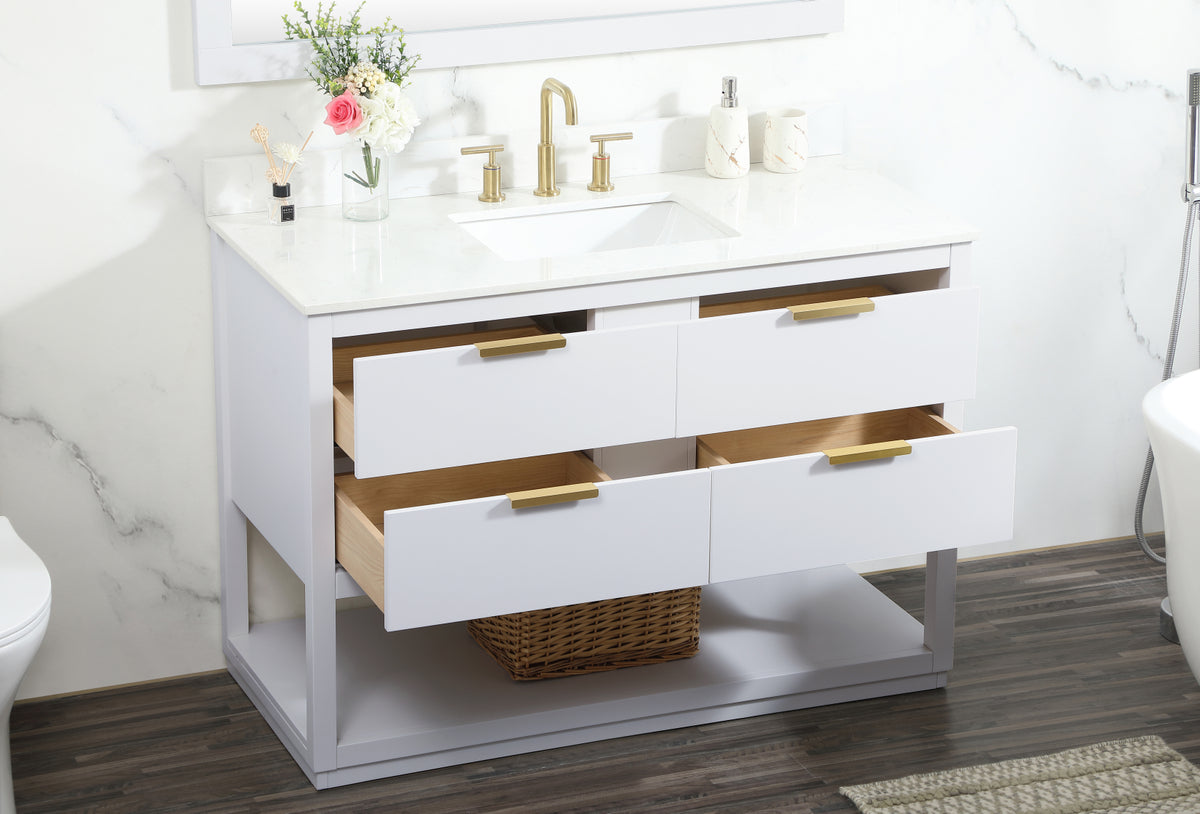 48 inch Single bathroom vanity in white with backsplash