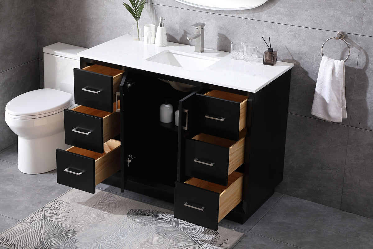 48 Inch SIngle Bathroom Vanity In Black
