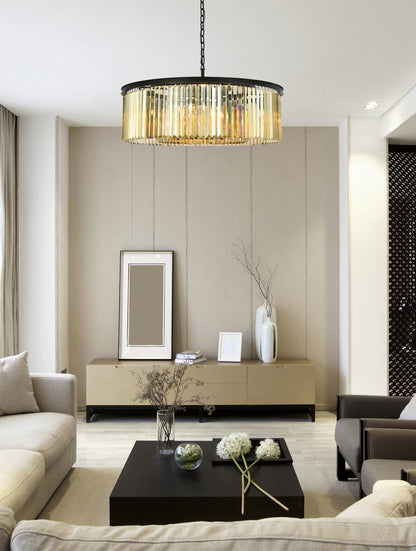 Sydney 10 light Matte Black Chandelier Golden Teak (Smoky) Royal Cut Crystal