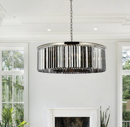 Sydney 10 light polished nickel Chandelier Silver Shade (Grey) Royal Cut Crystal