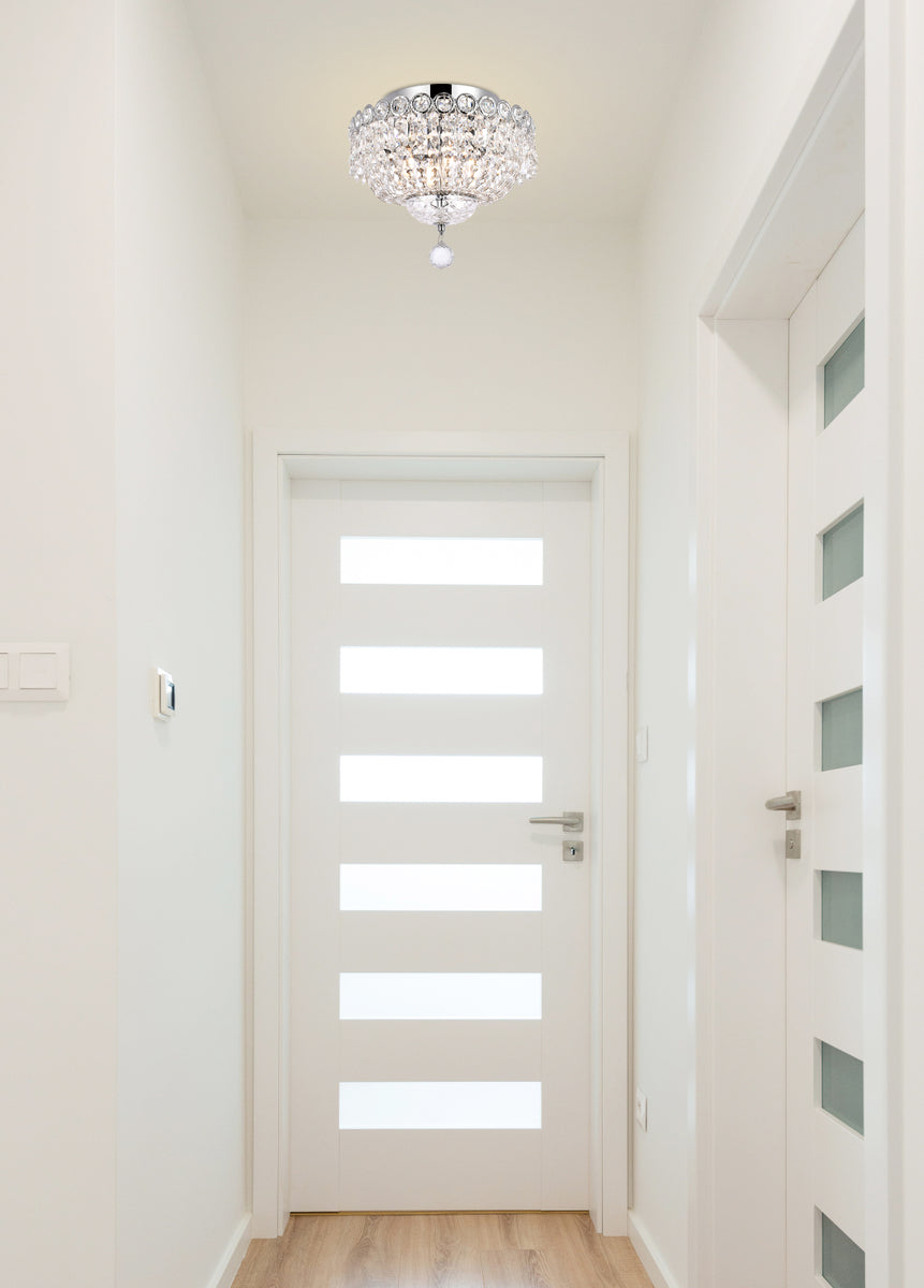 Century 4 light Chrome Flush Mount Clear Royal Cut Crystal