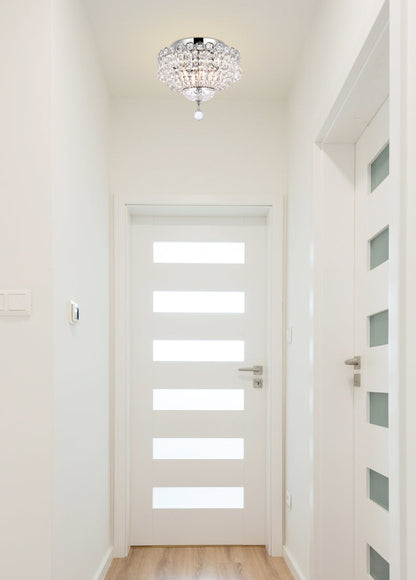 Century 4 light Chrome Flush Mount Clear Royal Cut Crystal
