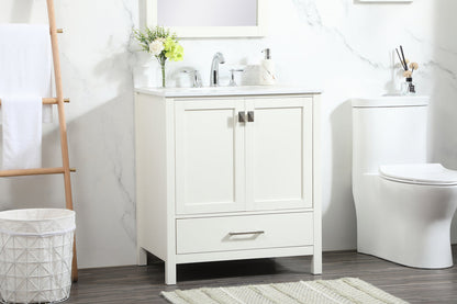 30 inch Single bathroom vanity in white with backsplash