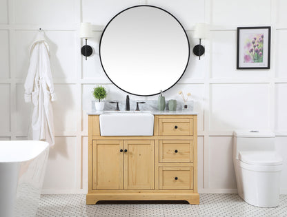 42 inch Single bathroom vanity in natural wood with backsplash