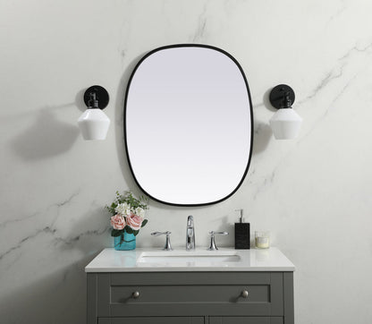 Metal Frame Oval Mirror 24x30 Inch in Black