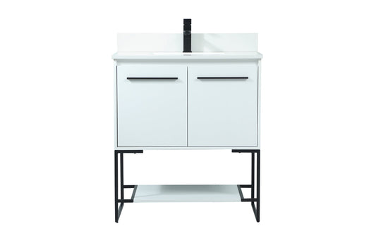 30 inch Single bathroom vanity in white with backsplash