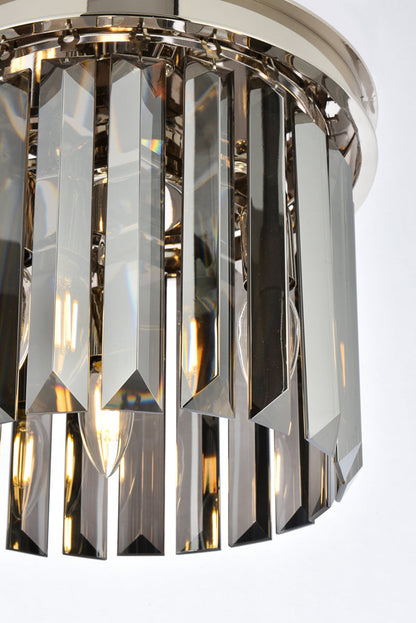 Sydney 3 light polished nickel Pendant Silver Shade (Grey) Royal Cut Crystal