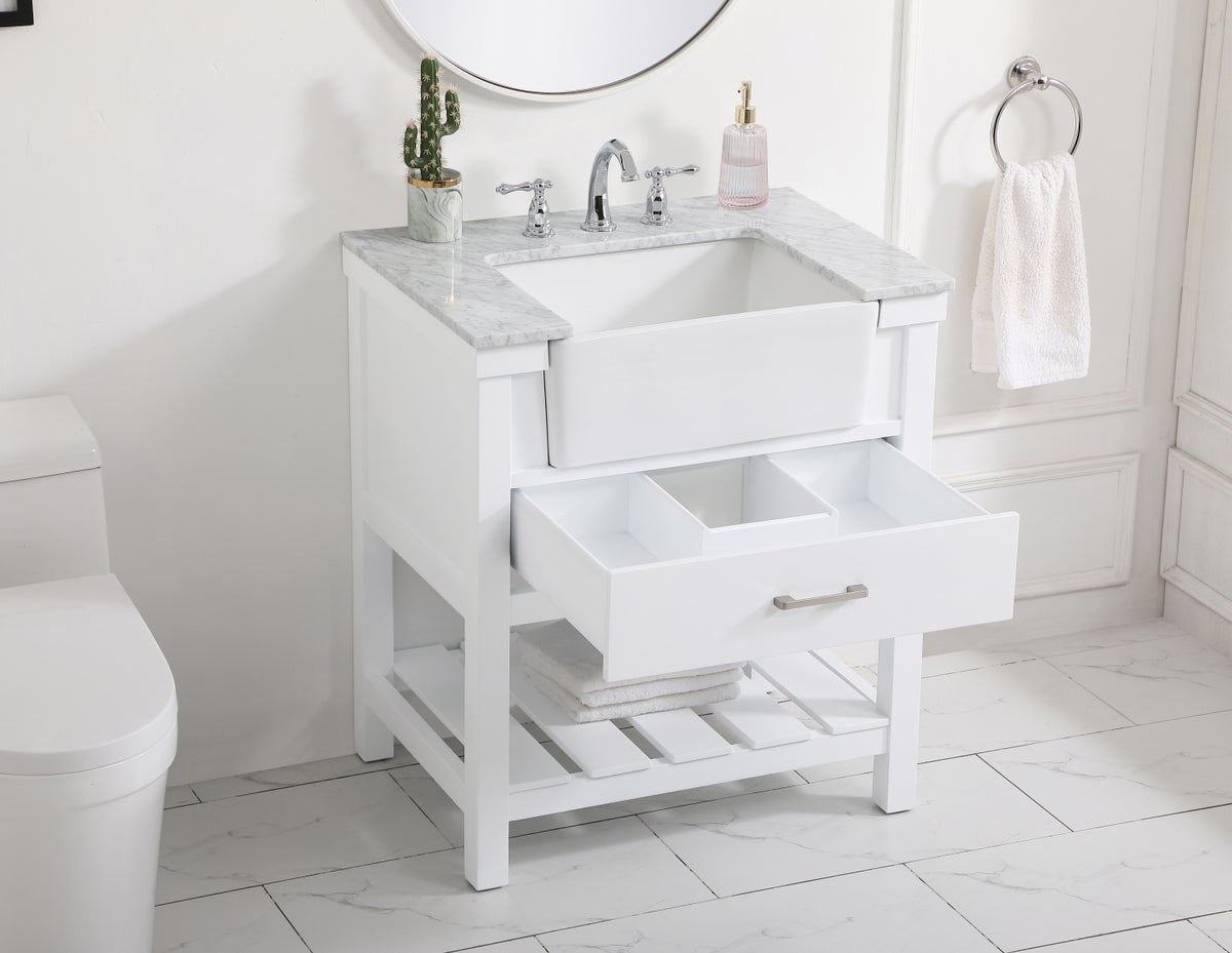 30 inch Single bathroom vanity in white