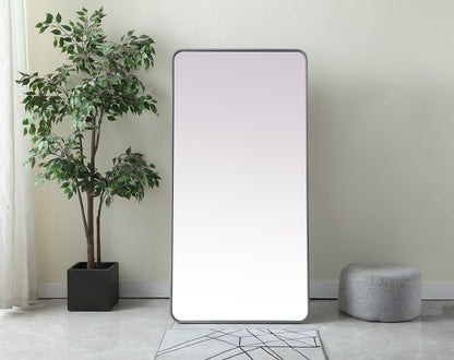 Soft Corner Metal Rectangle Full Length Mirror 30x60 Inch in Silver