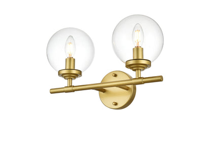 Ingrid 2 light Brass and Clear Bath Sconce