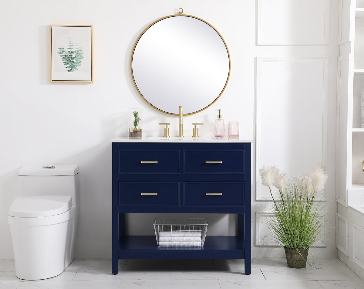 36 inch Single bathroom vanity in blue