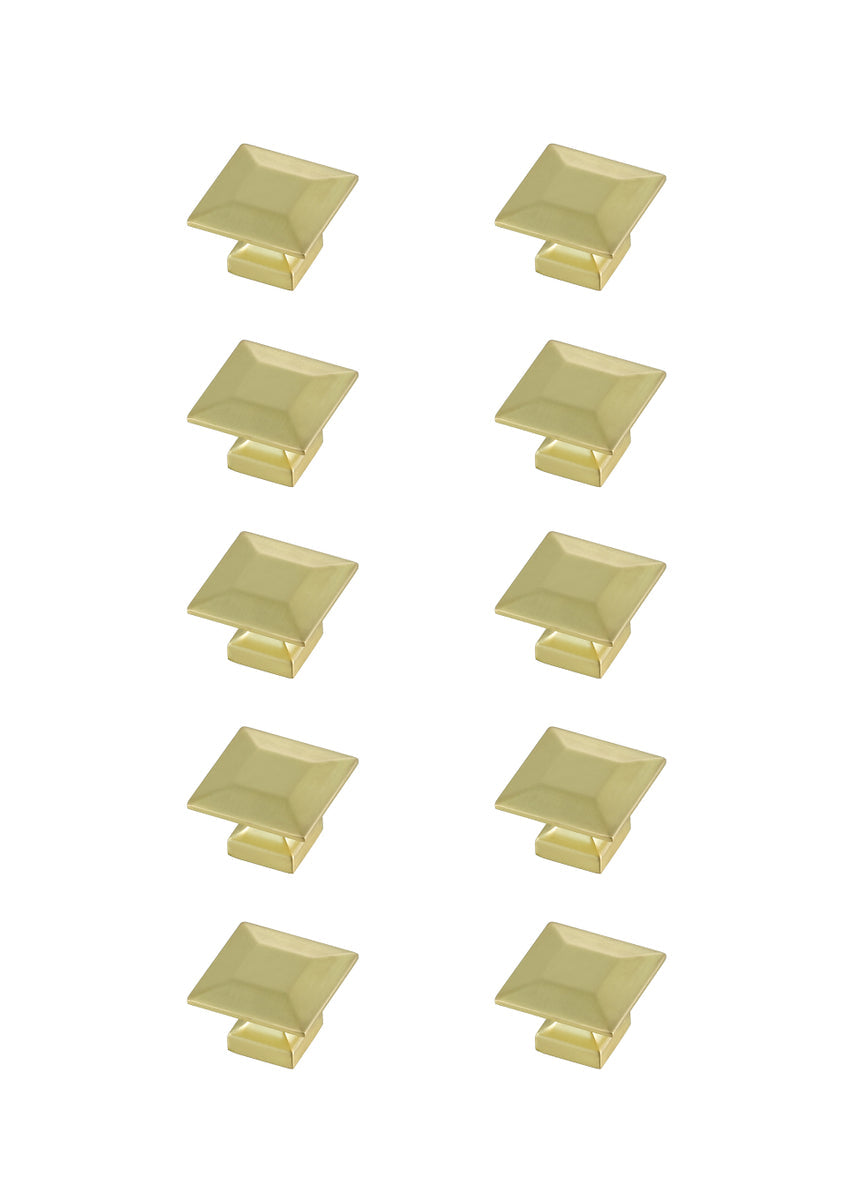 Cecil 1.3" Brushed Gold Square Knob Multipack (Set of 10)